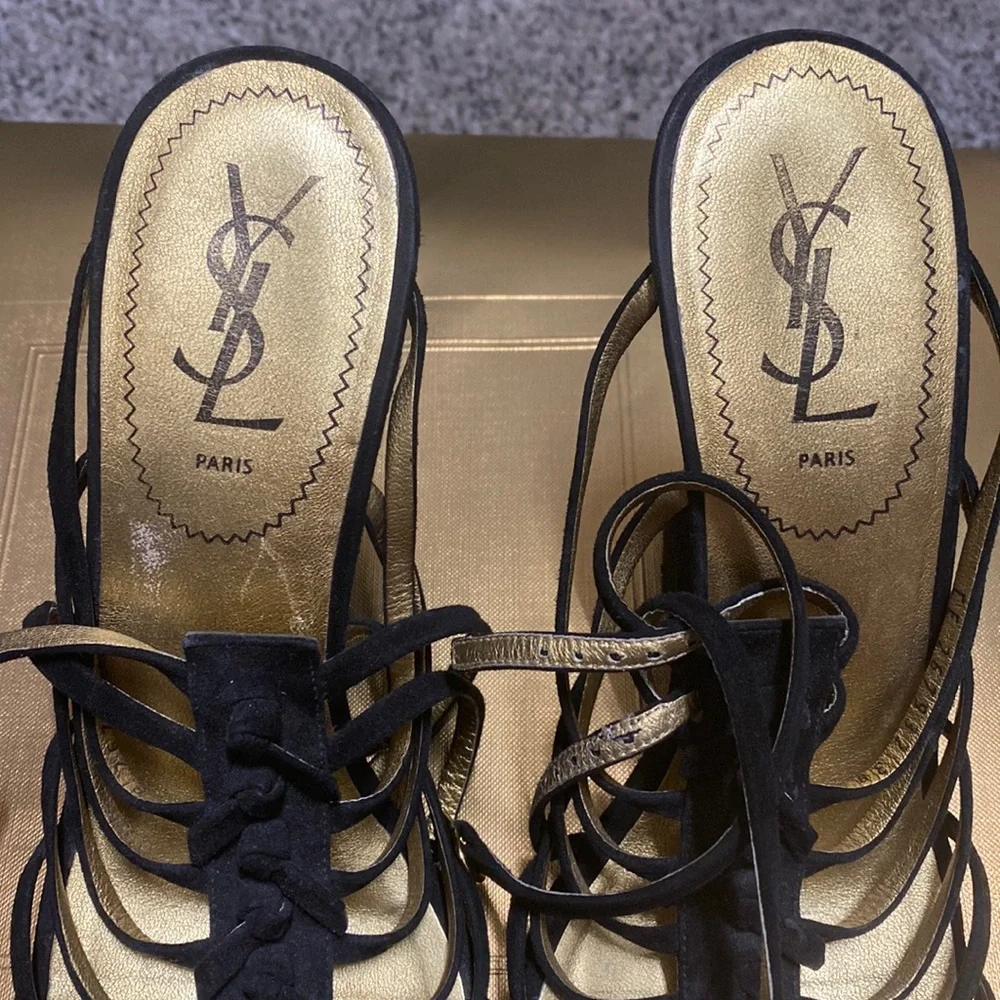 YSL black suede wedge sz38 - Picture 2 of 10